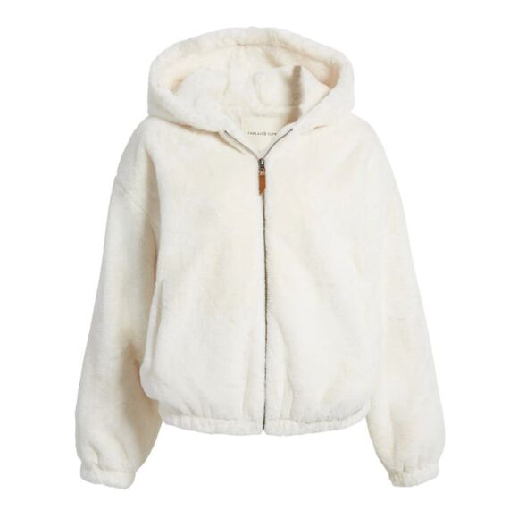 Thread & Supply Women's‎ Marshmallow Faux Fur Zip-Up Hooded Jacket Size Small - Picture 4 of 10